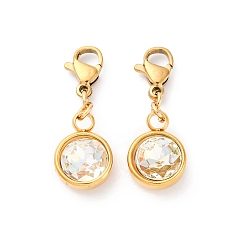 Нарцисс Ионное покрытие (ip) 304 подвески из нержавеющей стали со стразами, застежка когтя омара, бледно-желтый цвет, 27 мм