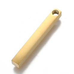 Golden Ion Plating(IP) 304 Stainless Steel Polished Pendant, Bar, Golden, 40x5x5mm, Hole: 3mm
