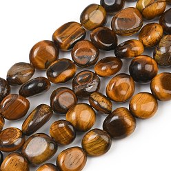 Tiger Eye Natural Tiger Eye Beads Strands, Nuggets, 9~11x8~10x6~10mm, Hole: 0.8mm, about 18~19pcs/strand, 6.89~7.28''(17.5~18.5cm)