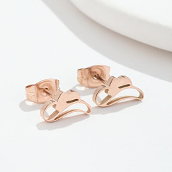 Rose color Серьги-шляпа с бабочкой и бантом из нержавеющей стали, золотые милые геометрические шпильки, милые модные украшения для ушей