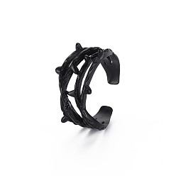Electrophoresis Black Men's Alloy Cuff Finger Rings, Open Rings, Cadmium Free & Lead Free, Branch, Electrophoresis Black, US Size 8(18.1mm)
