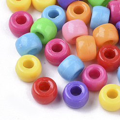 Mixed Color Opaque Acrylic European Beads, Large Hole Beads, Column, Mixed Color, 6~7x8mm, Hole: 4mm, about 2500pcs/500g