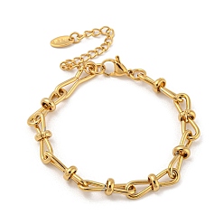 Golden 201 Stainless Steel Bowknot Link Chain Bracelets, Golden, 6-3/8 inch(16.3cm), Wide: 5.5mm