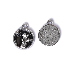 Плоский Круглый Подвески из эмали и сплава, платина, плоско-круглые, 17x14 мм, отверстие : 1.6 мм