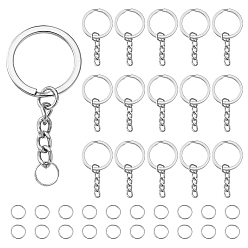 Platinum 50Pcs Iron Split Key Rings, with 50Pcs Iron Open Jump Rings, Platinum, 49mm, Ring: 25x2mm, Chain Link: 8x5mm
