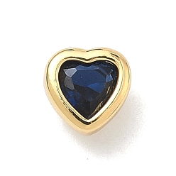 Темно-Синий Кабошоны из кубического циркония в форме сердца из латуни с микропаве, стойки покрытие, долговечный, без свинца и без кадмия, реальный 18 k позолоченный, темно-синий, 5x5.5x3 мм