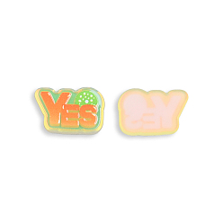Orange Plate Transparent Acrylic Cabochons, with Printed Yes, Orange, 15x22x2.5mm