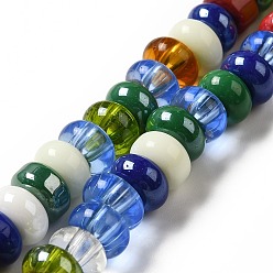 Colorful Handmade Lampwork Beads Strands, Rondelle, Colorful, 9~10x4.5~5mm, Hole: 2.5~3mm, about 68~71pcs/strand, 14.17~16.14 inch(36~41cm)