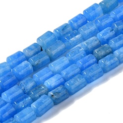 Озёрно--синий Бусины из натурального белого нефрита, колонка, окрашенная и подогревом, Плут синий, 5.6~6.3x4.2~4.6 мм, отверстие : 0.9 мм, около 65 шт / нитка, 14.96~15.12 (38~38.4 см)