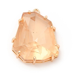 Crystal Aurum K9 Glass Pendants, with Light Gold Brass Finding, Twist Teardrop Charms, Crystal Aurum, 29x23x8.5mm, Hole: 1.8mm
