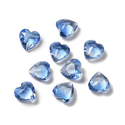 Light Sapphire Faceted K9 Glass Rhinestone Cabochons, Pointed Back, Heart, Light Sapphire, 7.8x8x4.2mm