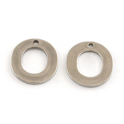 Letter O 201 Stainless Steel Letter Charms, Letter.O, 11x5.5~12x0.5mm, Hole: 1mm