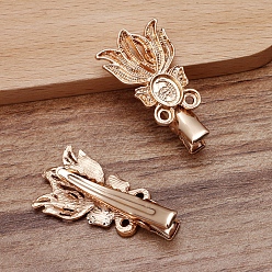 Light Gold Goldfish Alloy Cabochon Settings, with Iron Alligator Hair Clips, Vintage Hair Accessories Findings, Light Gold, 29x20mm, Tray: 4mm, 7x9mm