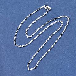 Серебро Вакуумное покрытие pvd 304 ожерелья из нержавеющей стали со спутниковой цепью, с карабин-лобстерами , серебряные, 17.7 дюйм (45 см)