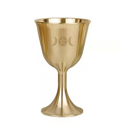 Moon Brass Triple Moon Goddess and Pentagram Altar Goblet Chalice Ornament, Wiccan Supplies and Tools, Moon Pattern, 80mm