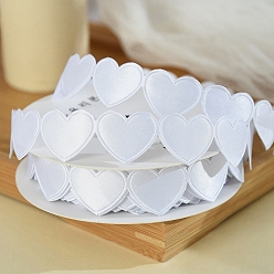 White 9M Valentine's Day Polyester Love Heart Ribbon Trim, Garment Accessories, Gift Packaging, White, 5/8 inch(15mm), about 9.84 Yards(9m)/Roll