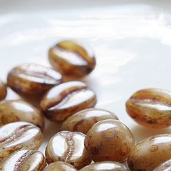 Brun Saddle 6pcs perles de verre tchèque opauqe, grain de café, selle marron, 11x8mm