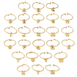 Letter A~Z 304 открытые манжеты из нержавеющей стали, украшения для женщин, реальный 18 k позолоченный, Письмо ~ Z, Письмо ~ Z, внутренний диаметр: 19 мм, Письмо: 7~8x3~9 мм, 26 шт / комплект