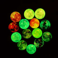 Others Glass Luminous Cabochons, Glow In The Dark, Flat Round, Sky Pattern, 20mm