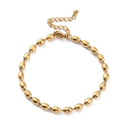 Golden Ion Plating(IP) 304 Stainless Steel Oval Ball Chain Bracelets for Women, Golden, 6-3/4 inch(17cm)