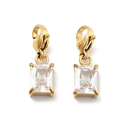 Кристалл Прямоугольник 304 подвеска из нержавеющей стали со стразами, с карабин-лобстерами , ионное покрытие (ip), реальный 14 k позолоченный, кристалл, 20 мм
