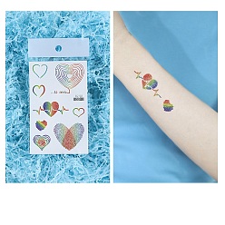 Heart Pride Rainbow Flag Removable Temporary Tattoos Paper Stickers, Heart, 12x7.5cm