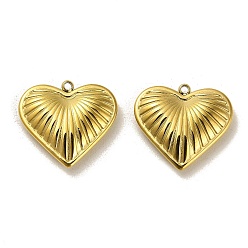 Real 14K Gold Plated 304 Stainless Steel Pendants, Heart Charm, Real 14K Gold Plated, 17.5x19x4mm, Hole: 1.4mm