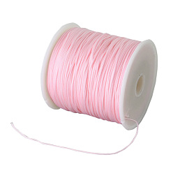 Pink Braided Nylon Thread, Chinese Knotting Cord Beading Cord for Beading Jewelry Making, Pink, 0.5mm, about 150yards/roll
