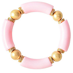 Pink Модные женские массивные изогнутые акриловые трубчатые бусины растягивающиеся браслеты, розовые