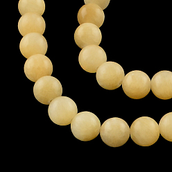 Yellow Jade Round Natural Yellow Jade Beads Strands, 8mm, Hole: 1mm, about 50pcs/strand, 15.7 inch