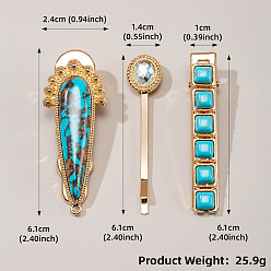 Combination 1 Vintage Turquoise Stone Hair Clip for Styling and Securing Hair