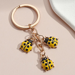 E4215 Drip oil alloy color owl ladybug dark flower grimace key chain bag ornaments