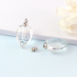 Clear Teardrop Glass Perfume Bottles Pendants, SPA Aromatherapy Essemtial Oil Empty Bottle Charms, Clear, 2.5cm