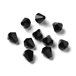 Black Glass Imitation Austrian Crystal Beads, Faceted, Diamond, Black, 10x9mm, Hole: 1mm