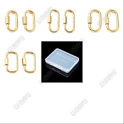 Plaqué 18K Or Véritable 8 pièces 4 styles 304 mousqueton de verrouillage en acier inoxydable, réel 18 k plaqué or, 14.5~32x10~16.5x2~3mm, 2 pcs / style