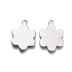 Stainless Steel Color 201 Stainless Steel Stamping Blank Tag Charms, Flower, Stainless Steel Color, 14.5x11x0.8mm, Hole: 1.2mm