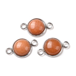 Красный Авантюрин Подвески из натурального красного авантюрина, полукруглые звенья, с цветным тоном нержавеющей стали 304 фурнитура из нержавеющей стали, 12x19.5x5 мм, отверстие : 2 мм
