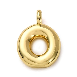 Letter O Латунные подвески, долговечный, стойки покрытие, без кадмия и без свинца, реальный 18 k позолоченный, Письмо O, 15x10.5x4.5 мм, отверстие : 2.5 мм
