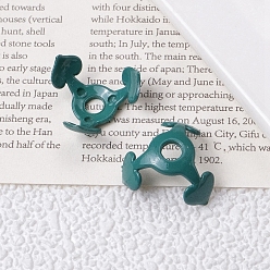 Teal Spray Painted Acrylic Beads Caps, 3 Petals, Teal, 16x8mm