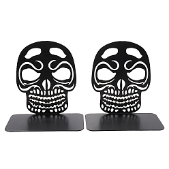 Skull 2Pcs Halloween Skull Non-Skid Iron Art Bookend Display Stands, Desktop Heavy Duty Metal Book Stopper for Shelves, 175x102x178mm