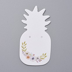 White Cardboard Earring Display Cards, Pineapple, White, 64x32x0.3mm, Hole: 1.2mm