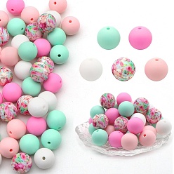 Hot Pink Food Grade Silicone Focal Beads, Silicone Teething Beads, Hot Pink, 15mm, 50pcs/set