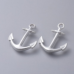 Серебро Подвески из сплава , без кадмия и без свинца, якорь, серебряный цвет гальваническим, 32x24.5x2 мм, отверстие : 3 мм