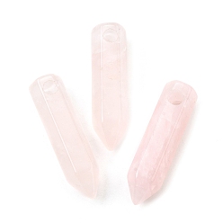 Розовый Кварц Естественно розового кварца отметил кулоны, подвески с гранеными пулями, 40~41x10.5x9.5 мм, отверстие : 3 мм