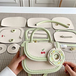Light Green DIY PU Leather Donut Charms Crossbody Lady Bag Making Sets, Valentine's Day Gift for Girlfriend, Light Green, 19x14x8cm