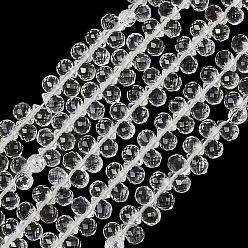 Cristal de cuarzo De perlas de cristal de cuarzo natural hebras, cristal de roca, lágrima, facetados, superior perforado, 5x3.5 mm, agujero: 0.5 mm, sobre 76~79 unidades / cadena, 6.10~6.50'' (15.5~16.5 cm)