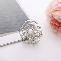 silver Sweet and Simple Adult Hair Clip with Hollow Flower Bird's Nest