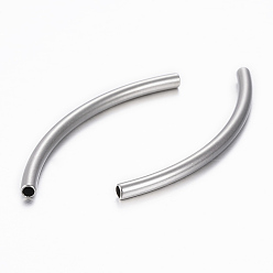 Stainless Steel Color 304 Stainless Steel Tube Beads, Curved, Stainless Steel Color, 50x3mm, Hole: 2mm