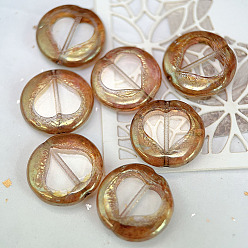 Pérou Perles de verre tchèques, plat et circulaire avec coeur, Pérou, 17mm