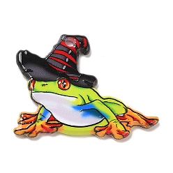 Frog Halloween Themed  Acrylic Pendants, Frog, 25.5x34x2mm, Hole: 2mm